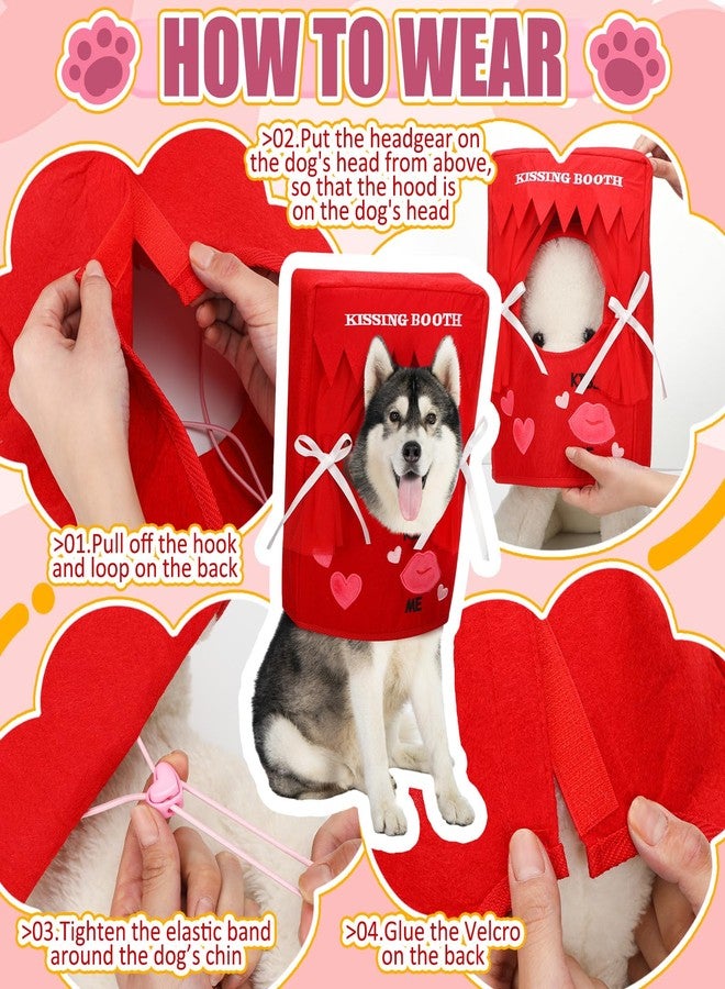 Solsew Valentine Dog Costume Kissing Booth Headpiece for Dog and Cats Cute Pup Kissing Booth Pet Headwear Costume Gift for Holiday Birthday Party(Red,L/XL) - Image 3